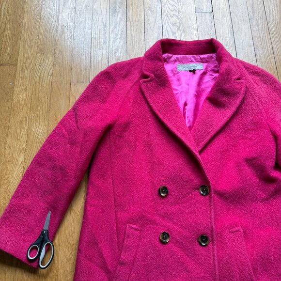 Gerard Darel Size FR 38 US 6 Fuchsia Double-Breasted Wool Blend Pea Coat Jacket - Picture 6 of 16